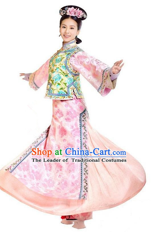 Chinese Qing Dynasty Manchu Princess Ruoxi Historical Costume Ancient Palace Lady Clothing for Women