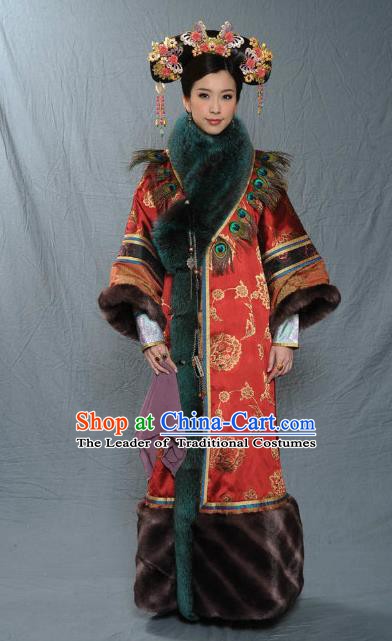Chinese Qing Dynasty Imperial Concubine of Kangxi Historical Costume Ancient Manchu Lady Clothing for Women