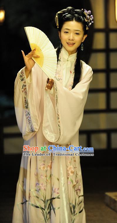 Chinese Ancient Qing Dynasty Courtesan Liu Rushi Dress Historical Costume for Women