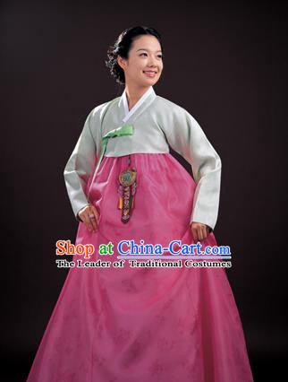 Korean Traditional Bride Palace Hanbok Clothing Light Green Blouse and Pink Dress Korean Fashion Apparel Costumes for Women