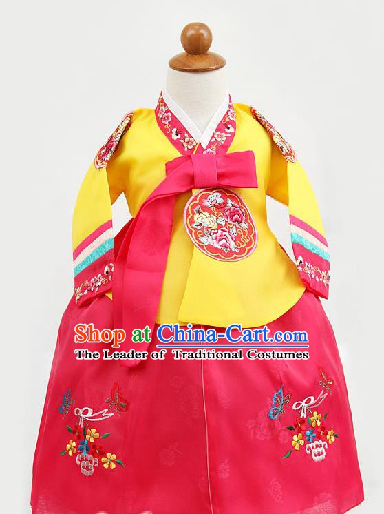 Korean Traditional Hanbok Clothing Korean Children Yellow Fashion Apparel Hanbok Costumes for Kids