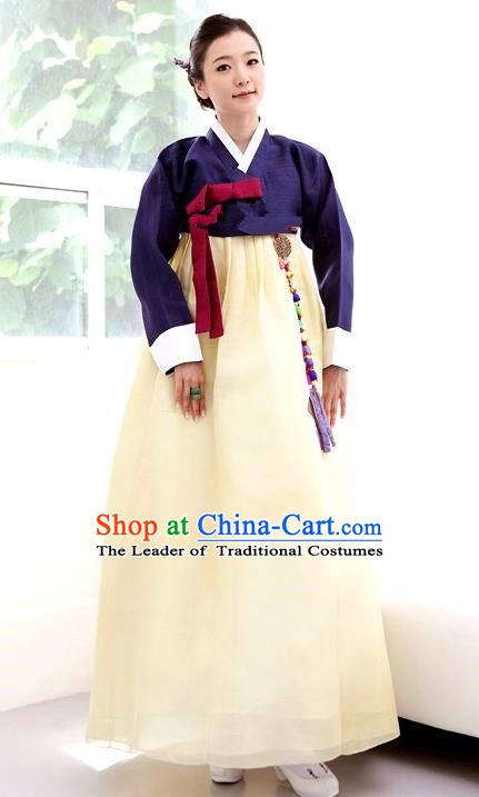 Korean Traditional Bride Palace Hanbok Clothing Purple Blouse and Yellow Dress Korean Fashion Apparel Costumes for Women