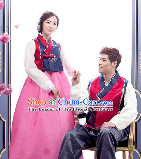 Korean Traditional Garment Palace Wedding Hanbok Fashion Apparel Bride and Bridegroom Costumes Complete Set