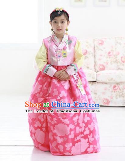 Korean Traditional Hanbok Korea Children Pink Dress Fashion Apparel Hanbok Costumes for Kids