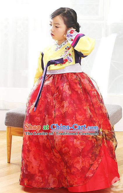 Korean Traditional Hanbok Korea Children Red Dress Fashion Apparel Hanbok Costumes for Kids