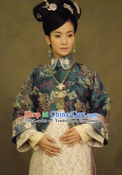 Chinese Ancient Qing Dynasty Manchu Princess Embroidered Costume for Women