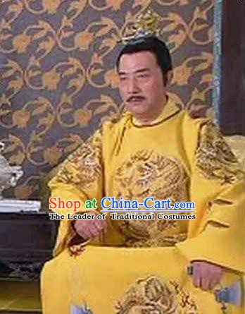Traditional Chinese Ancient Ming Dynasty Founding Emperor Zhu Yuanzhang Embroidered Imperial Robe Replica Costume for Men