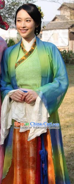 Chinese Ancient Ming Dynasty Wife of Tang Bohu Qiuxiang Dress Costume for Women