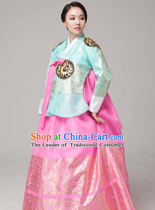 Top Grade Korean Palace Hanbok Traditional Green Blouse and Pink Dress Fashion Apparel Costumes for Women