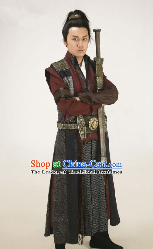 Chinese Traditional Tang Dynasty Swordsman Costume Ancient Knight-Errant Clothing for Men