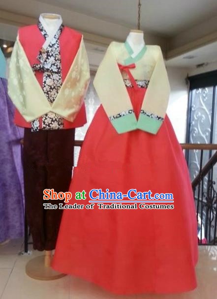 Asian Korean Traditional Costumes Ancient Korean Wedding Hanbok Bride and Bridegroom Costumes Complete Set