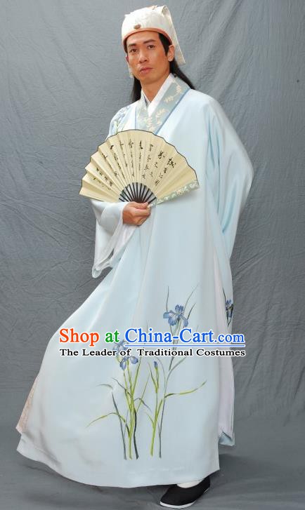 Traditional Chinese Ancient Ming Dynasty Gifted Scholar Artist Tang Bohu Costume for Men