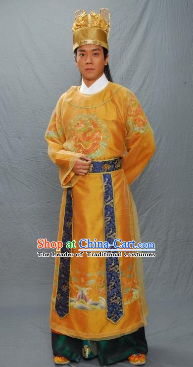 Chinese Ancient Ming Dynasty Emperor Zhengde Embroidered Imperial Robe Majesty Zhu Houzhao Costume for Men