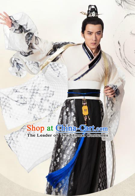 Chinese Ming Dynasty Swordsman Clothing Ancient Nobility Childe Replica Costume for Men