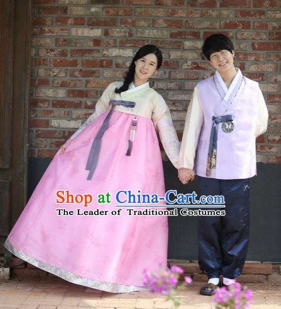 Traditional Korean Palace Costumes Ancient Korean Bride and Bridegroom Hanbok Complete Set