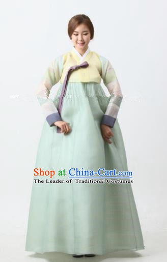 Korean Traditional Bride Tang Garment Hanbok Formal Occasions Yellow Blouse and Green Dress Ancient Costumes for Women