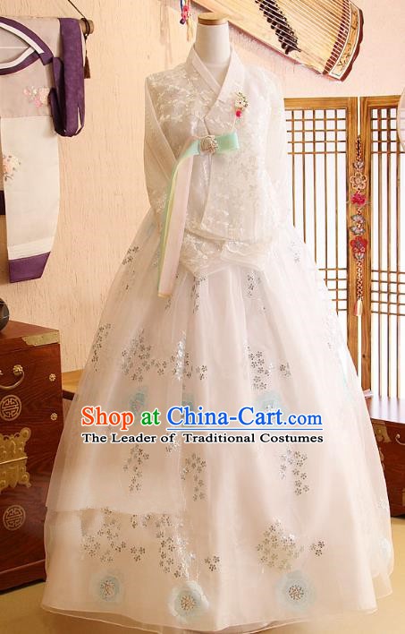 Korean Traditional Bride Tang Garment Hanbok Formal Occasions White Blouse and Dress Ancient Costumes for Women