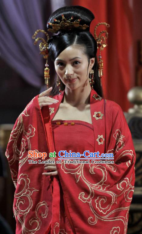 Chinese Ancient Song Dynasty Palace Princess Embroidered Wedding Replica Costume for Women
