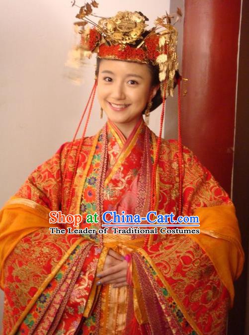 Chinese Ancient Song Dynasty Palace Princess Wedding Embroidered Replica Costume for Women