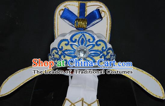 China Traditional Beijing Opera Hair Accessories Chinese Peking Opera Niche White Hats for Men