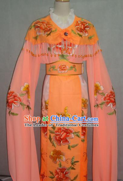 China Traditional Beijing Opera Palace Princess Embroidered Orange Dress Chinese Peking Opera Actress Costume