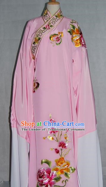 China Traditional Beijing Opera Niche Costume Embroidered Flowers Pink Robe Chinese Peking Opera Scholar Clothing for Adults