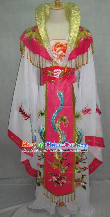 Traditional China Beijing Opera Diva Embroidered White Dress Chinese Peking Opera Empress Costume