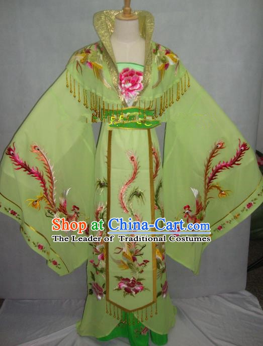 Traditional China Beijing Opera Diva Embroidered Green Dress Chinese Peking Opera Empress Costume