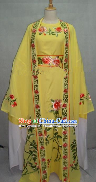 China Beijing Opera Niche Embroidered Peony Yellow Clothing Chinese Traditional Peking Opera Scholar Costume for Adults