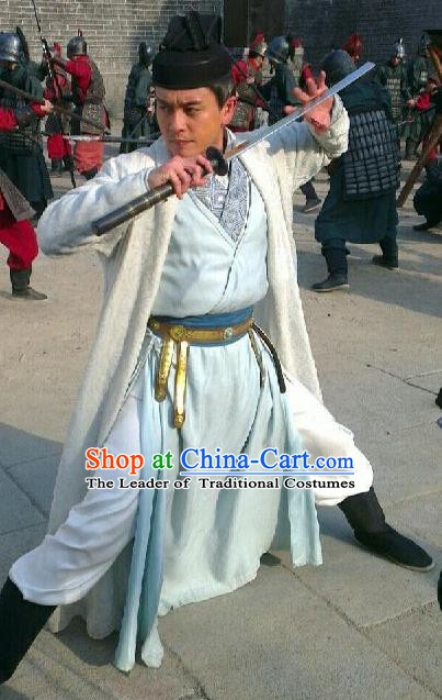 Traditional Chinese Tang Dynasty Swordsman Detective Di Renjie Replica Costume for Men