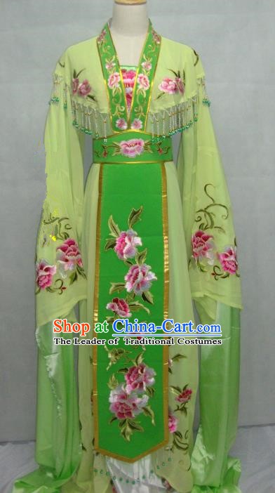 Traditional China Beijing Opera Princess Green Dress Chinese Peking Opera Diva Embroidered Costume