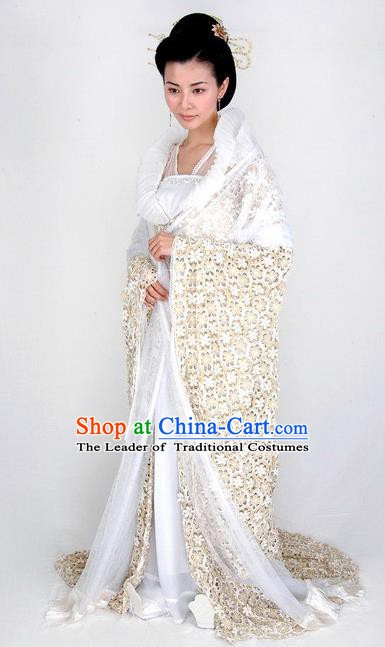 Chinese Traditional Tang Dynasty Imperial Consort Mullet Dress Embroidered Replica Costume for Women