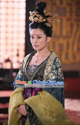 Chinese Ancient Tang Dynasty Female Officials Shangguan Wan-Er Embroidered Dress Palace Replica Costume for Women
