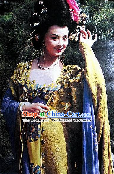 Chinese Ancient Tang Dynasty Palace Lady Dress Imperial Concubine Yang Replica Costume for Women