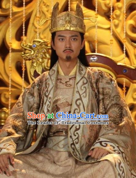 Chinese Ancient Emperor Tang Dynasty Imperator Li Xian Embroidered Replica Costume for Men