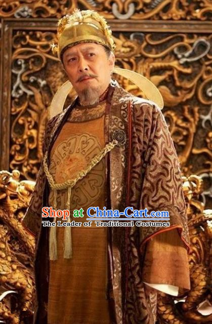 Chinese Ancient Tang Dynasty Emperor Taizong Li Shimin Embroidered Replica Costume for Men