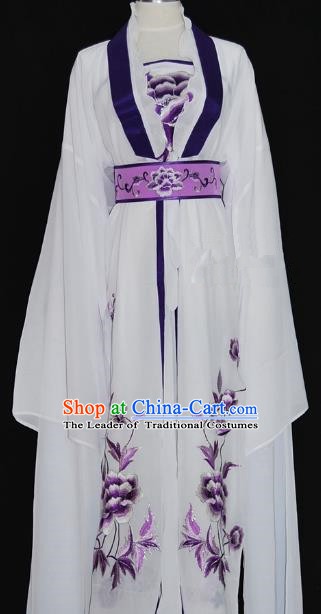Traditional Chinese Beijing Opera Diva Purple Dress Peking Opera Nobility Lady Embroidered Costume