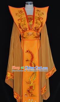 Traditional Chinese Beijing Opera Queen Yellow Dress Peking Opera Diva Embroidered Costume