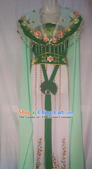 Traditional Chinese Beijing Opera Young Lady Costume Peking Opera Diva Green Dress