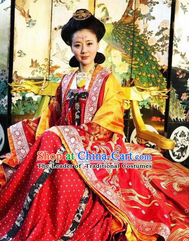 Chinese Tang Dynasty Palace Queen Historical Costume Ancient Empress Wang Replica Costume for Women