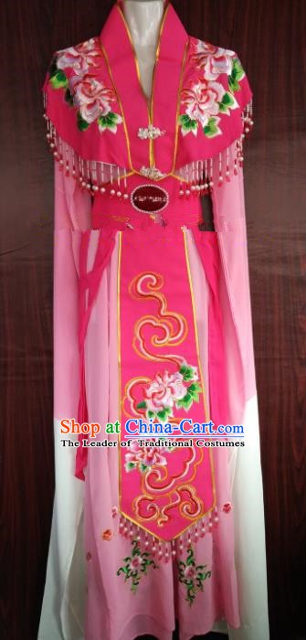Traditional Chinese Beijing Opera Diva Embroidered Costume Professional Peking Opera Pink Dress