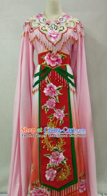 Traditional Chinese Beijing Opera Princess Pink Dress Professional Peking Opera Diva Embroidered Clothing