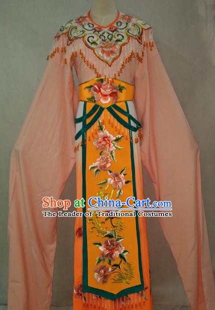 Traditional Chinese Beijing Opera Princess Orange Dress Professional Peking Opera Diva Embroidered Clothing