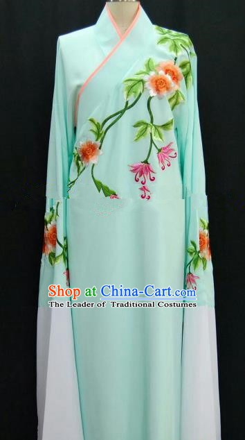 Traditional Chinese Beijing Opera Embroidered Light Green Robe Peking Opera Niche Costume for Adults
