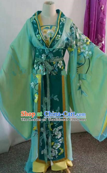 Traditional Chinese Beijing Opera Palace Lady Embroidered Green Dress Professional Peking Opera Diva Clothing