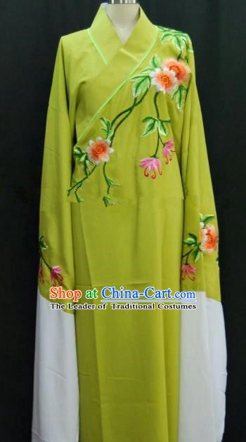 Traditional Chinese Beijing Opera Embroidered Grass Green Robe Peking Opera Niche Costume for Adults