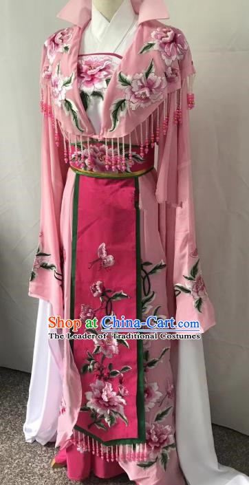 Top Grade Chinese Beijing Opera Actress Pink Dress China Peking Opera Diva Embroidered Costume