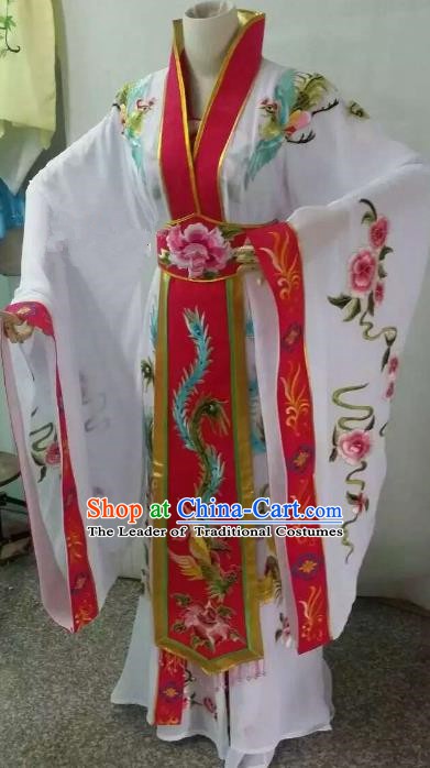 Top Grade Chinese Beijing Opera Diva White Dress China Peking Opera Empress Embroidered Costume
