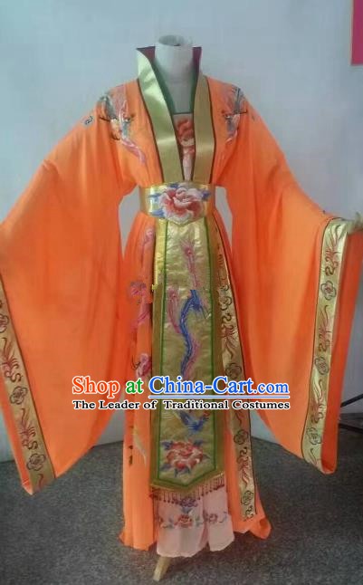 Top Grade Chinese Beijing Opera Diva Orange Dress China Peking Opera Empress Embroidered Costume