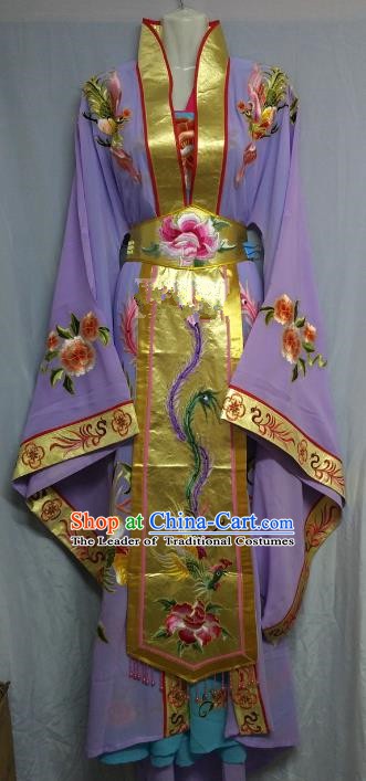 Top Grade Chinese Beijing Opera Diva Purple Dress China Peking Opera Empress Embroidered Costume